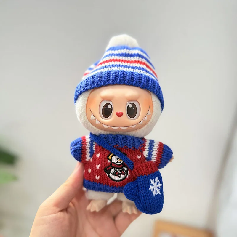 ¡Conjunto festivo de trajes navideños para llavero Labubu de 1.a/2a/3a generación! Muñeco de nieve Santa Copo de nieve Patrón de pan de jengibre Suéter con guante