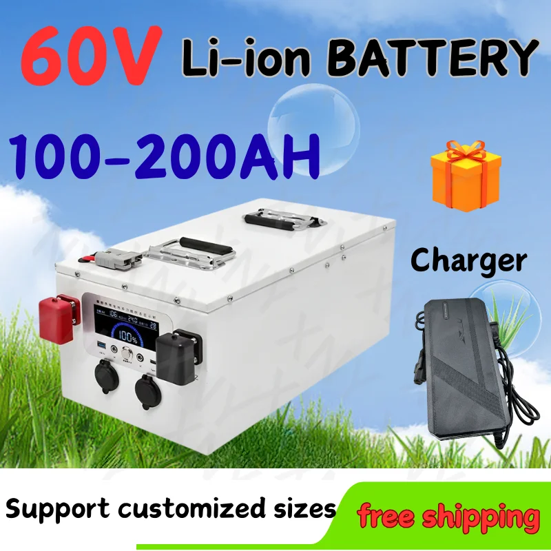 

60V 100Ah 120Ah 150Ah 200Ah Li-ion Lithium Battery with 17S Bluetooth BMS for 3000W 5000W 6000W 12000W Off-road Vehicles