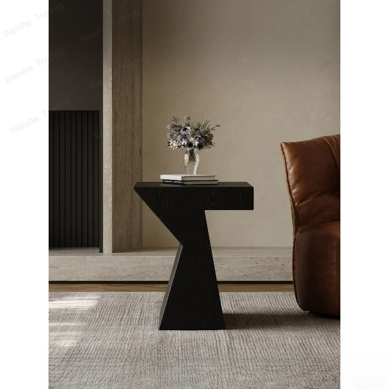 Italian minimalist solid wood sofa edge art living room home small coffee table black retro medieval style