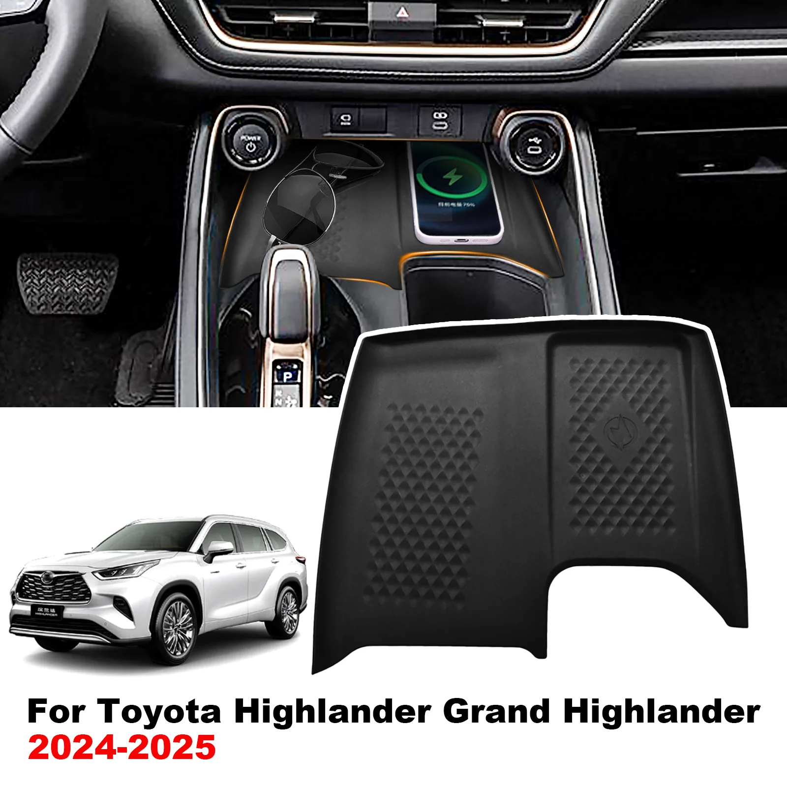

For Toyota Grand Highlander 2024 2025 Car Anti-Slip Pad Silicone Wireless Charger Anti Dirt Pad Accessories