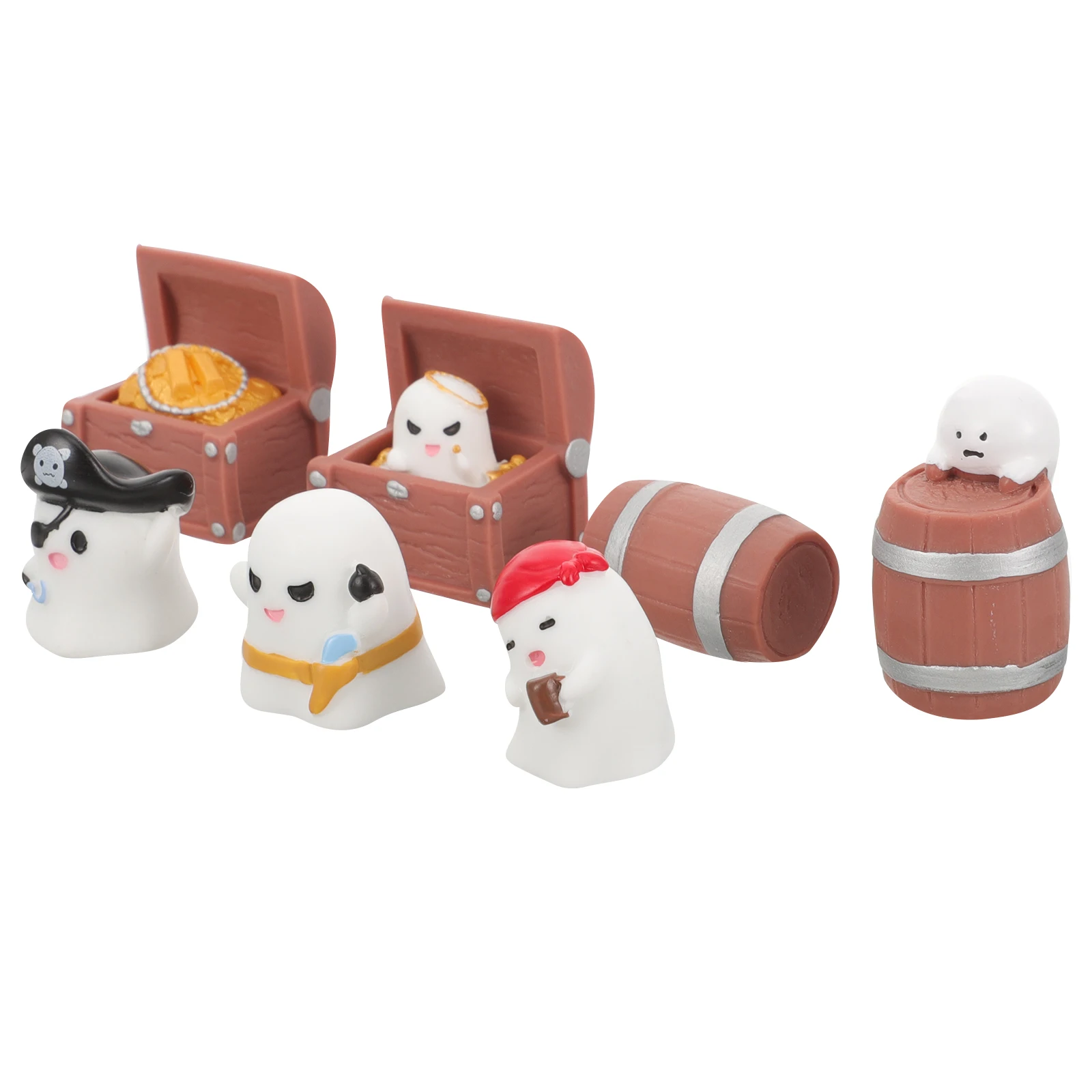 

7pcs Pirate Bags Fillers Resin Durable Mini Halloween Miniatures House Garden DIY Decor Halloween Props Colorful