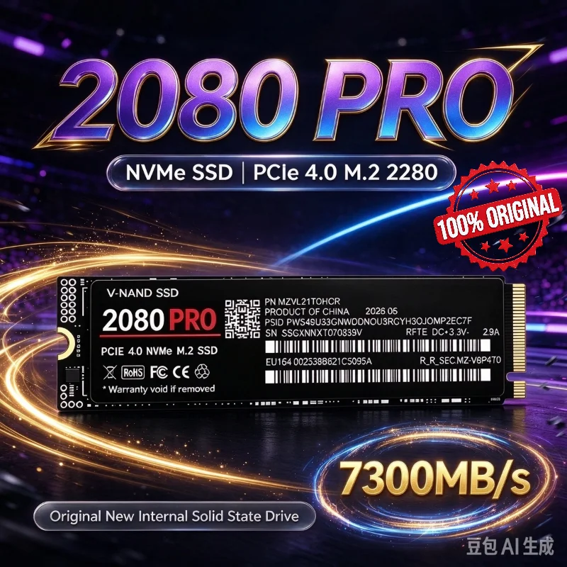100% Original 2080 PRO SSD 2TB 4TB PCIe4.0 NVMe M.2 2280 Large Storage Hard Disk Fast Loading Game for Desktop Laptop