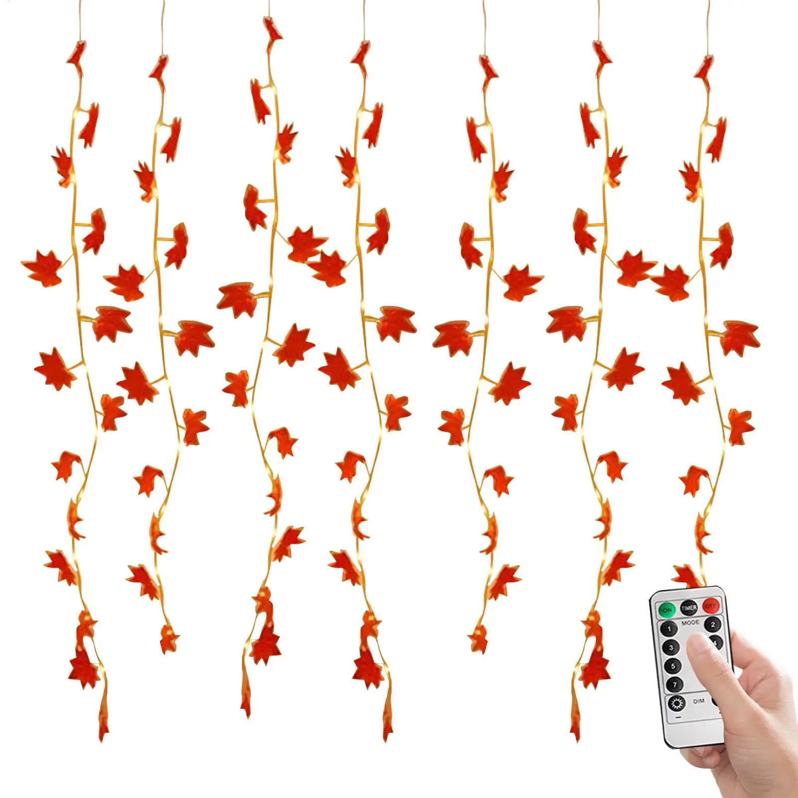 

Осенние гирлянды USB, осенние листья, огни с таймером, 8 режимов, украшения для вечеринок с пультом дистанционного управления для Хэллоуина, в помещении, на открытом воздухе, патио