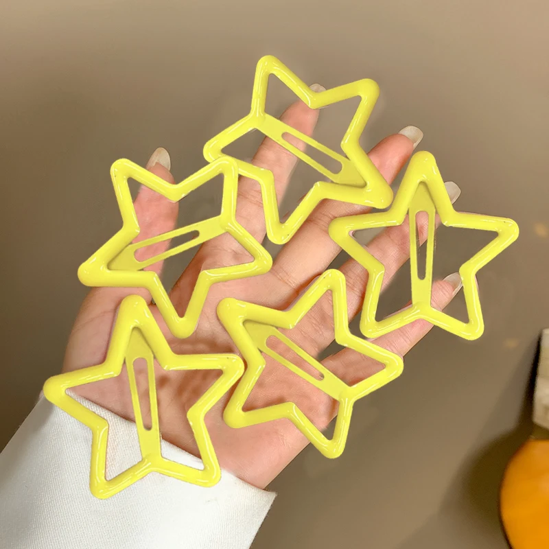 AWAYTR 5 Stück ausgehöhlte Stern-Haarspangen, Stern-Druckknopf-Haarnadeln, süße Kopfbedeckung, Haarspangen, Haar-Accessoires für Mädchen, Dropship
