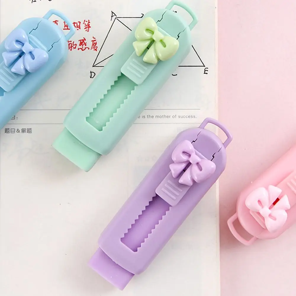 Portable Push-pull Eraser School Supplies Cute Cartoon Bow Rubber Sliding Solid Color Pencil Rubber Drawing