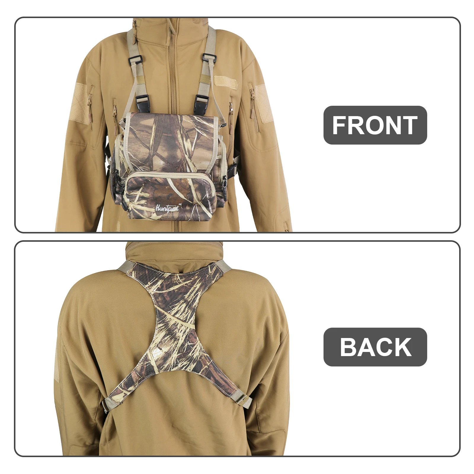 NEW Binocular Harness Chest Pack Camouflage Waterproof Bino Case with Range Finder Pocket for Birdwatching Hiking Hunting