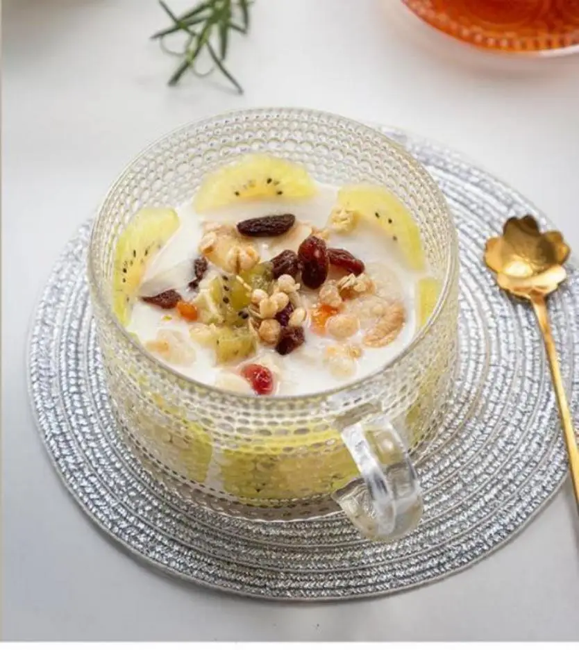 Nordic Large Capacity Phnom Penh Glass Oatmeal Breakfast Mug Home Milk Mug Floral Belt Handle Coffee Cup