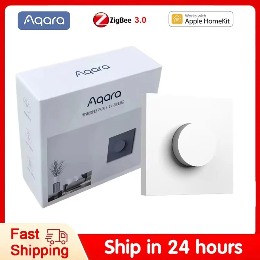 Aqara-interruptor atenuador inteligente H1, interruptor giratorio inalámbrico, ajuste inteligente de brillo de luz Zigbee 3,0, funciona con aplicación Homekit