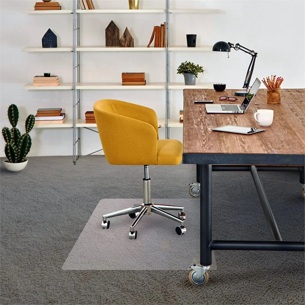 ไวนิลสี่เหลี่ยมผืนผ้าเก้าอี้พรมป้องกัน 48x60 ERGONOMIC เป็นมิตรกับสิ่งแวดล้อมทนทานชั้นครอบคลุมเหมาะสําหรับสํานักงาน
