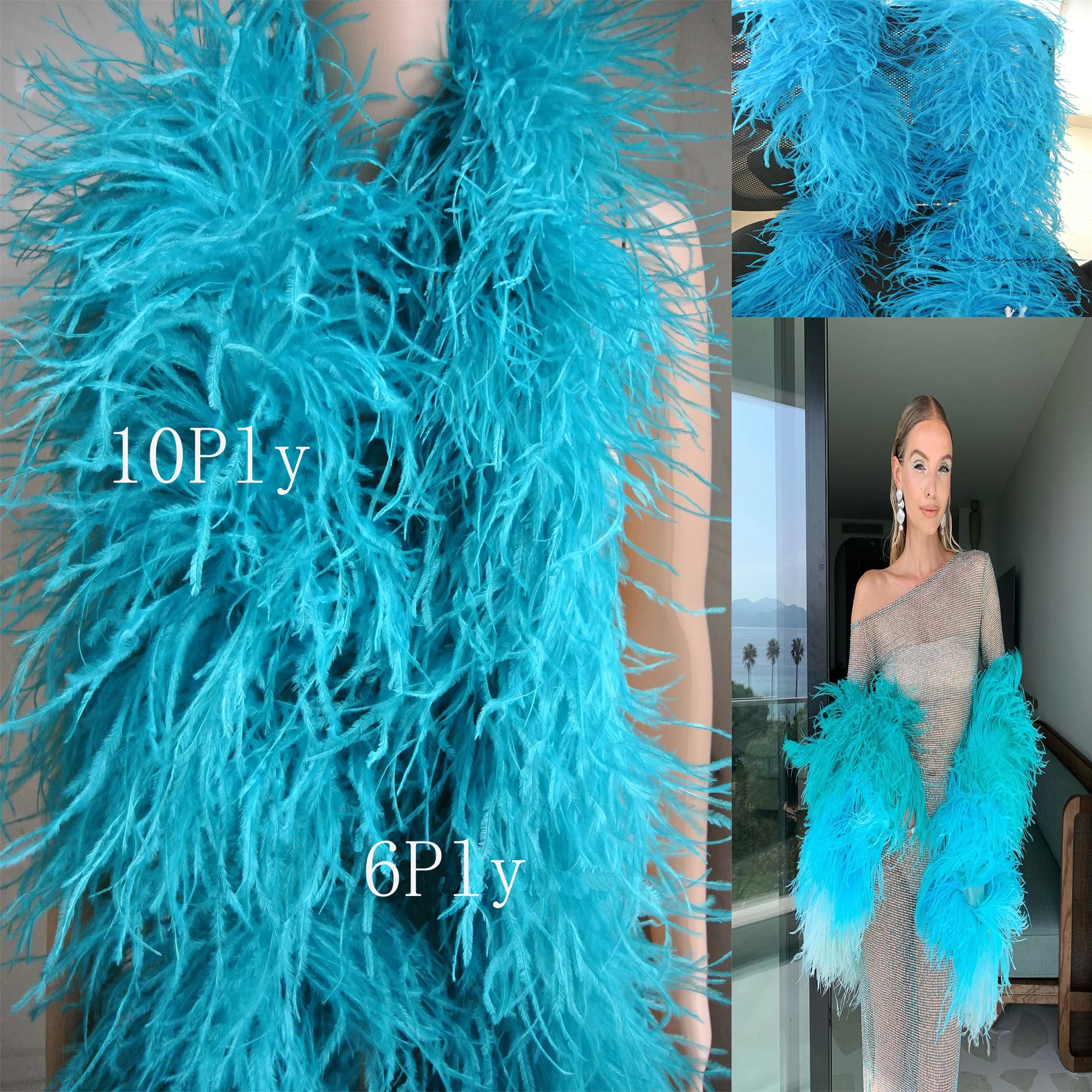 

6 8 10 15 20 Ply Natural Ostrich Feather Boa 2 Meters Ostrich Feathers Scarf Decor Carnival Dresses Clothing Plumes Shawl Crafts