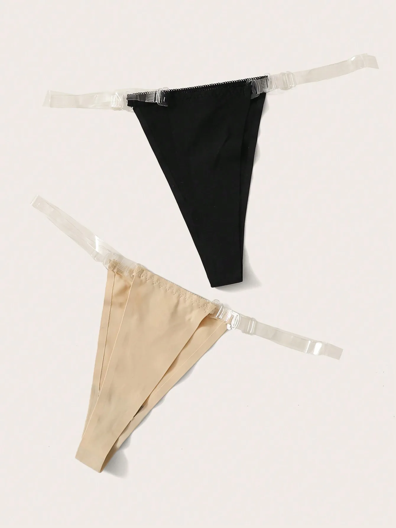 Tanga de mujer invisible y sin costuras de 2 piezas negro + color de piel simple se puede combinar con vestidos formales. Ropa interior de mujer C678
