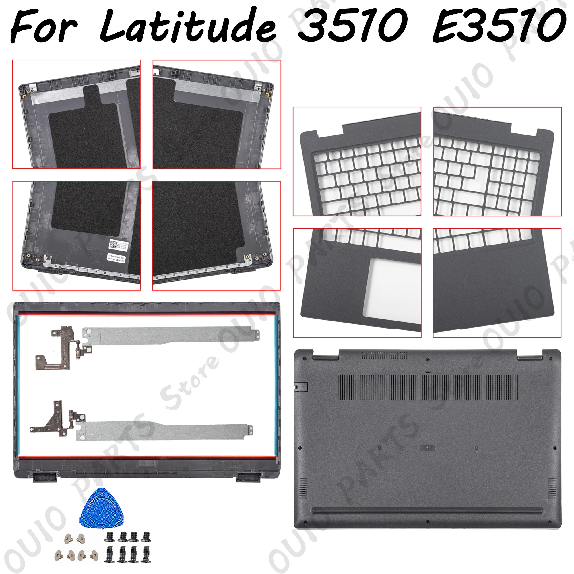 

NEW For Latitude 3510 E3510 Black LCD Back Cover Screen Cover Top Case Front Bezel Upper Bottom Case 08XVW9 0GCK6R 0D50DR