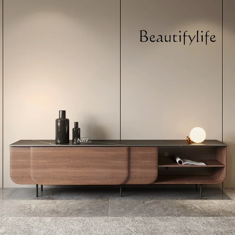 

Household New Chinese Walnut Height Minimalist Premium TV Cabinet Modern Simple Living Room