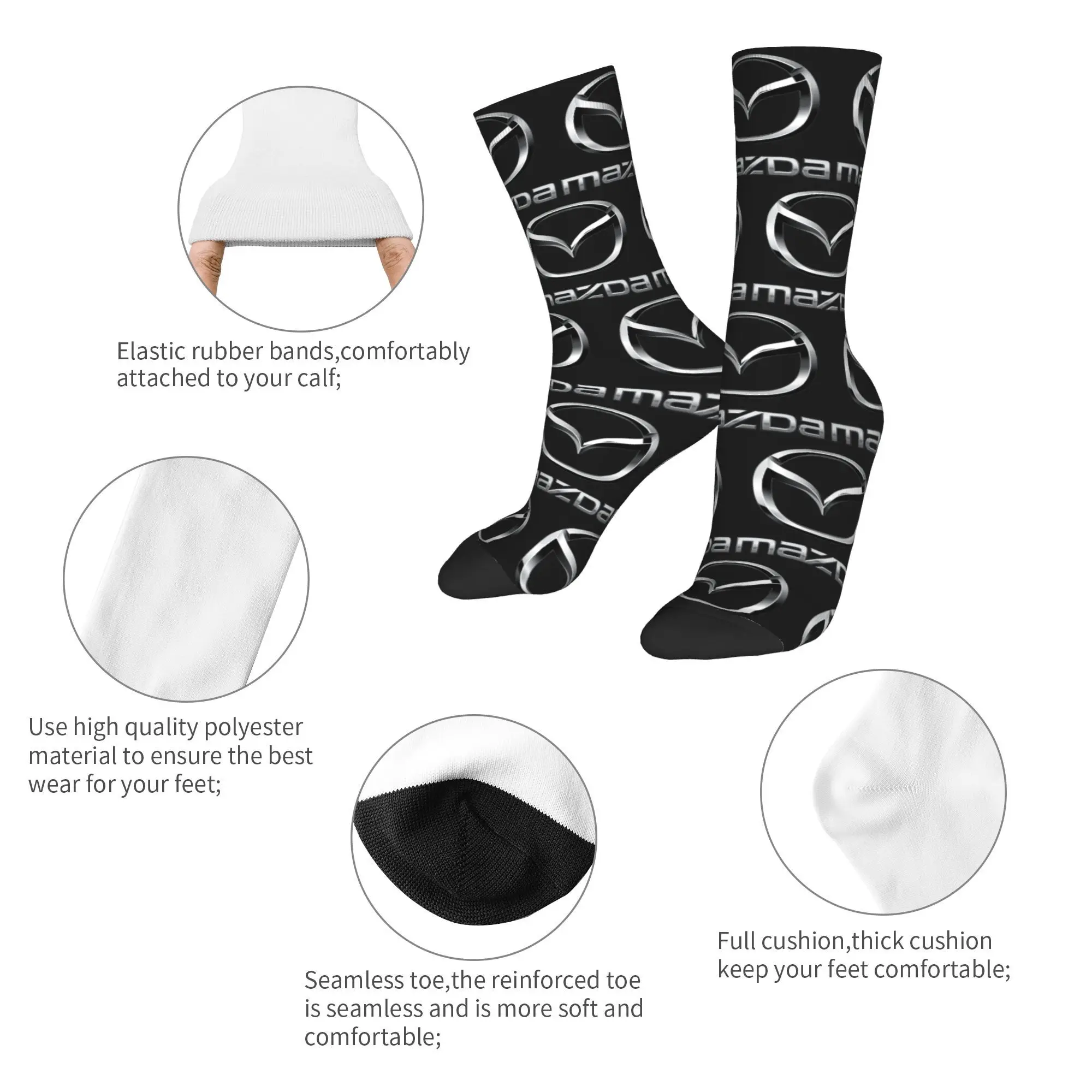 Custom M-Mazdas Logo Men's Crew Socks Unisex Novelty  Spring Summer Autumn Winter Dress Socks