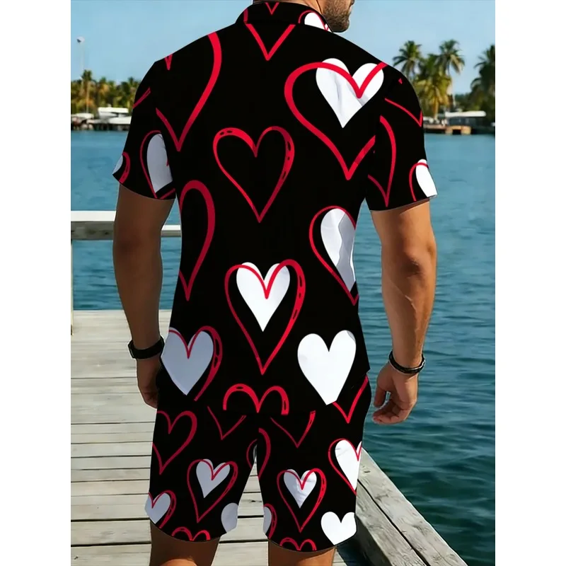 Summer Men Two Piece Printed Shirt Shorts Set Quick Dry Lightweight Comfortable Beach Resort Swim Pool Vacation Travel Matching view 2
