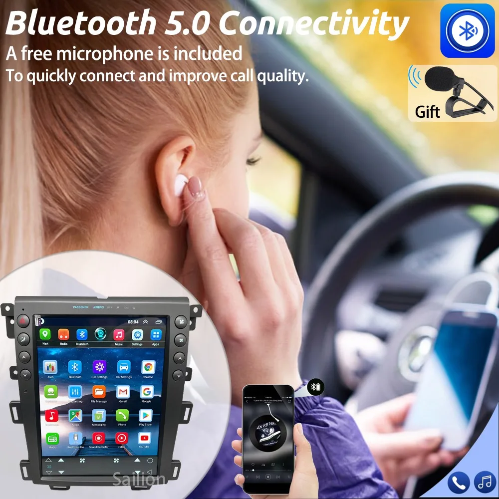Android 15 Car Radio For Ford Edge 2009-2013 Tesla Automotive Multimedia Carplay Auto WIFI Bluetooth Stereo 4G 2Din Head Unit