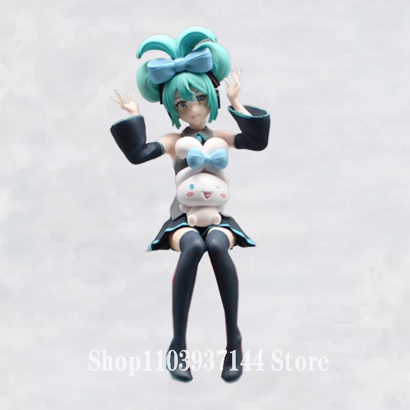 

15.5cm Anime Hatsune Miku X Cinnamoroll Figures Kawaii Decor Figure Miku Cute Desktop Toy PVC Cartoon Decorations Children Gift