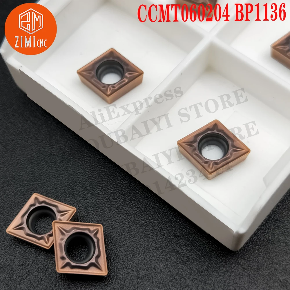 CCMT060204 BP1136 CCMT 060204 외부 초경 CNC 도구 기계적인 금속 선반 밀링 커터 초경 인서트 터닝 인서트