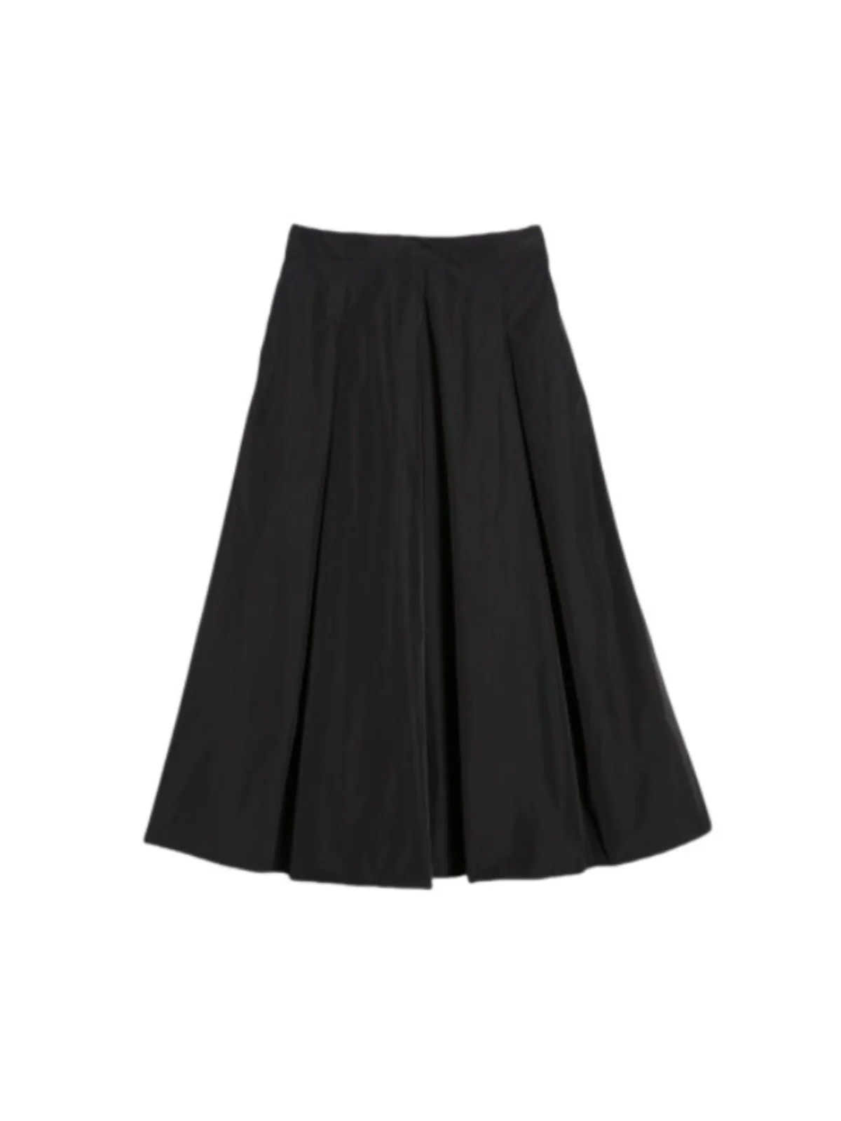 ผู้หญิงเอวสูงกระโปรง Midi Bla จีบกระโปรง Qui แห้ง Ele Sle นวนิยายสีบริสุทธิ์เส้นใยโพลีเอสเตอร์