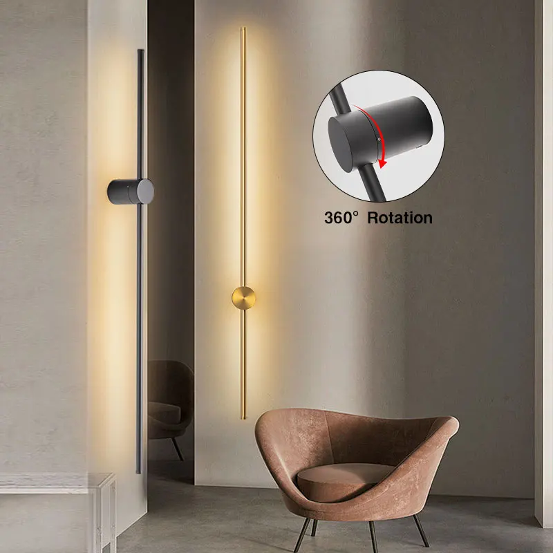 Copper Black White LED Wall Lighting 360° Rotatable Aisle Wall Lamp Corridor TV Backgound Bedroom Wall Sconce Indoor Wall Light