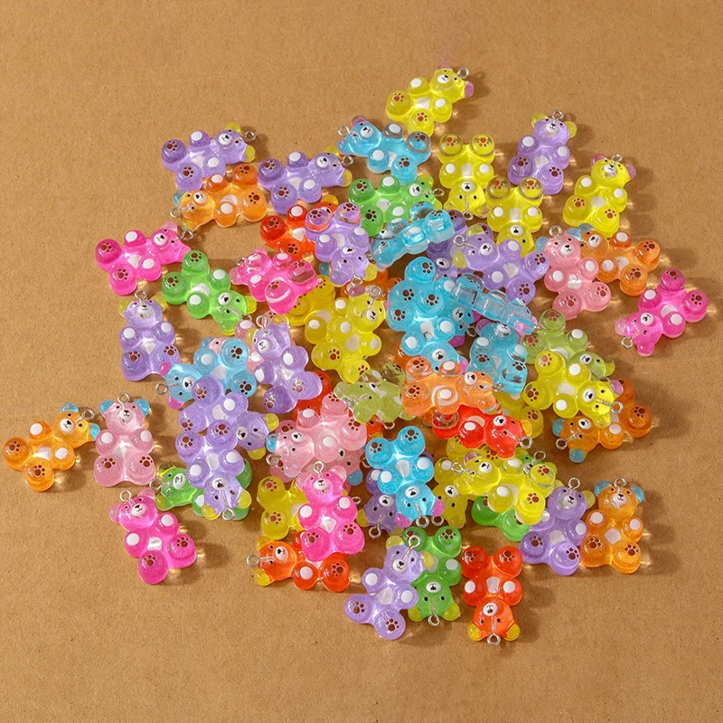 10pcs 18*30mm Colorful Resin Candy Color Gummy Bear Charms Pendant for Necklace Earrings DIY Jewelry Making Accessories Supplies