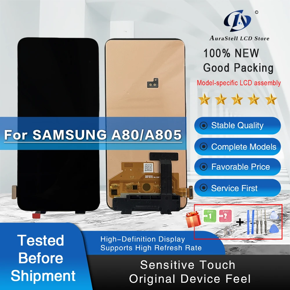 display-amoled-per-samsung-galaxy-a80-a805-schermo-lcd-touch-con-digitalizzatore-e-sensore-di-impronte-digitali-a805f-a805f-ds-a8050