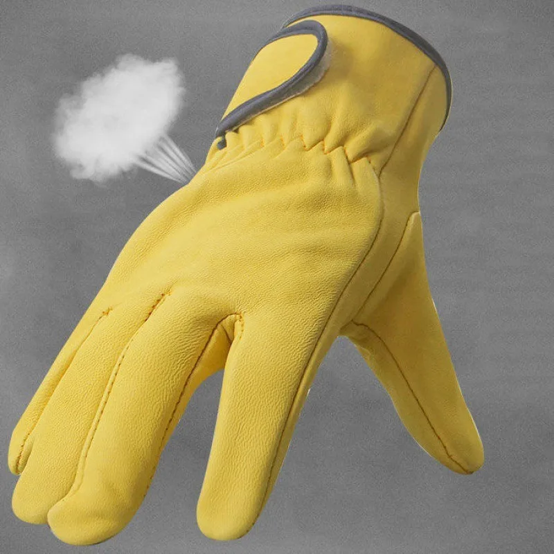 Work Gloves Sheepskin Leather Workers Work Welding Safety Protection Garden Sports Motorcycle Driver Wear-resistant Gloves