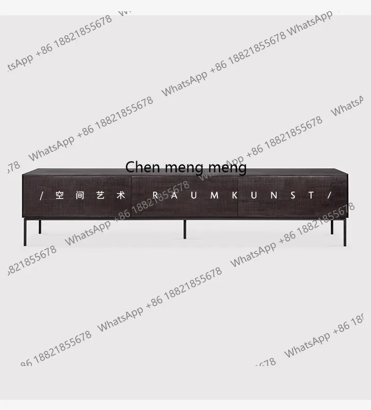 Nordic Solid Wood Hand-Carved TV Cabinet Expression Wabi-Sabi Style Retro Old Designer High-End Audio-Visual Cabinet