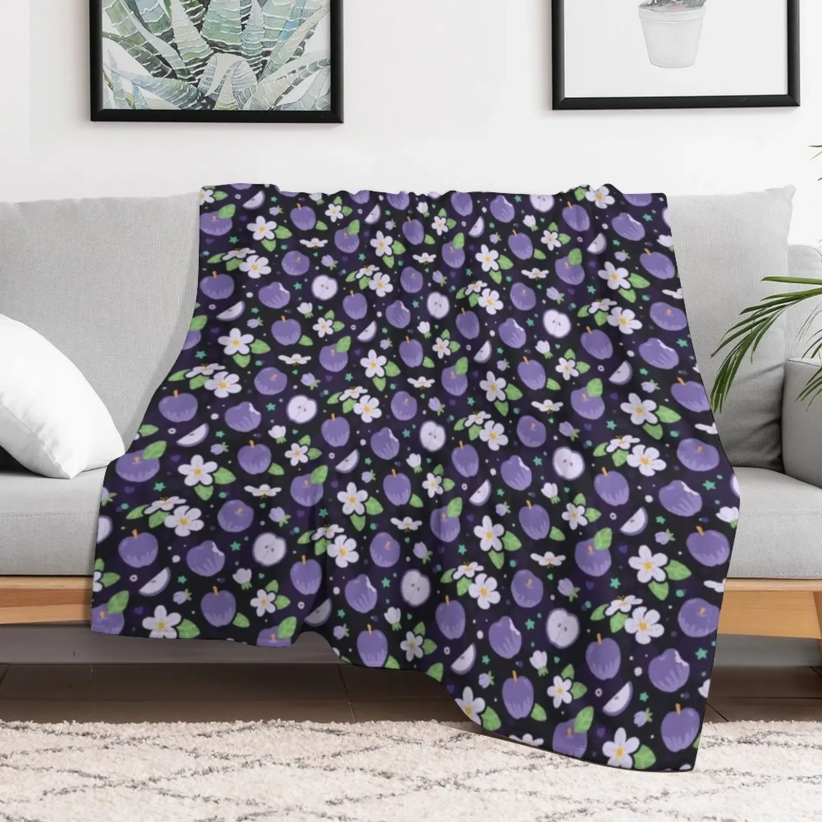 Banora White Dumbapples Throw Blanket Stylish Decor Blanket Gift for Friends Roommate