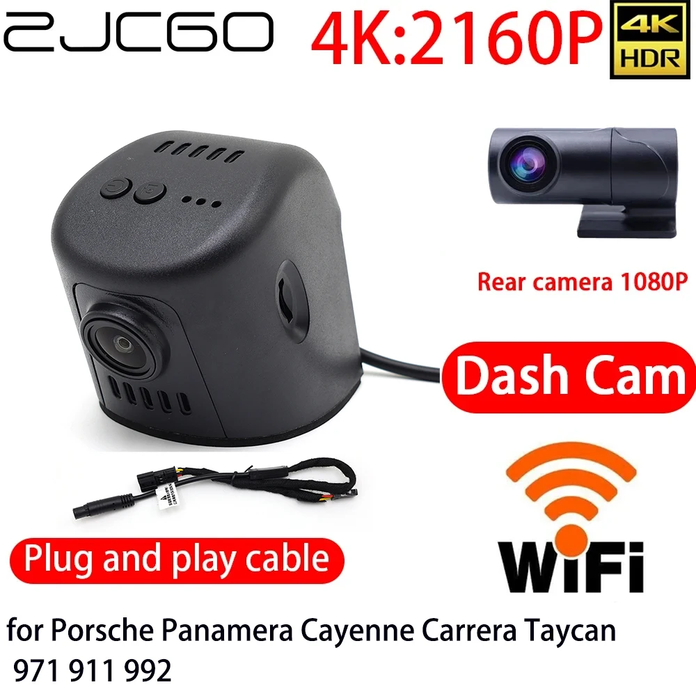 

ZJCGO 4K Car DVR Dash Cam Wifi Front Rear Camera 24h Monitor for Porsche Panamera Cayenne Carrera Taycan 971 911 992