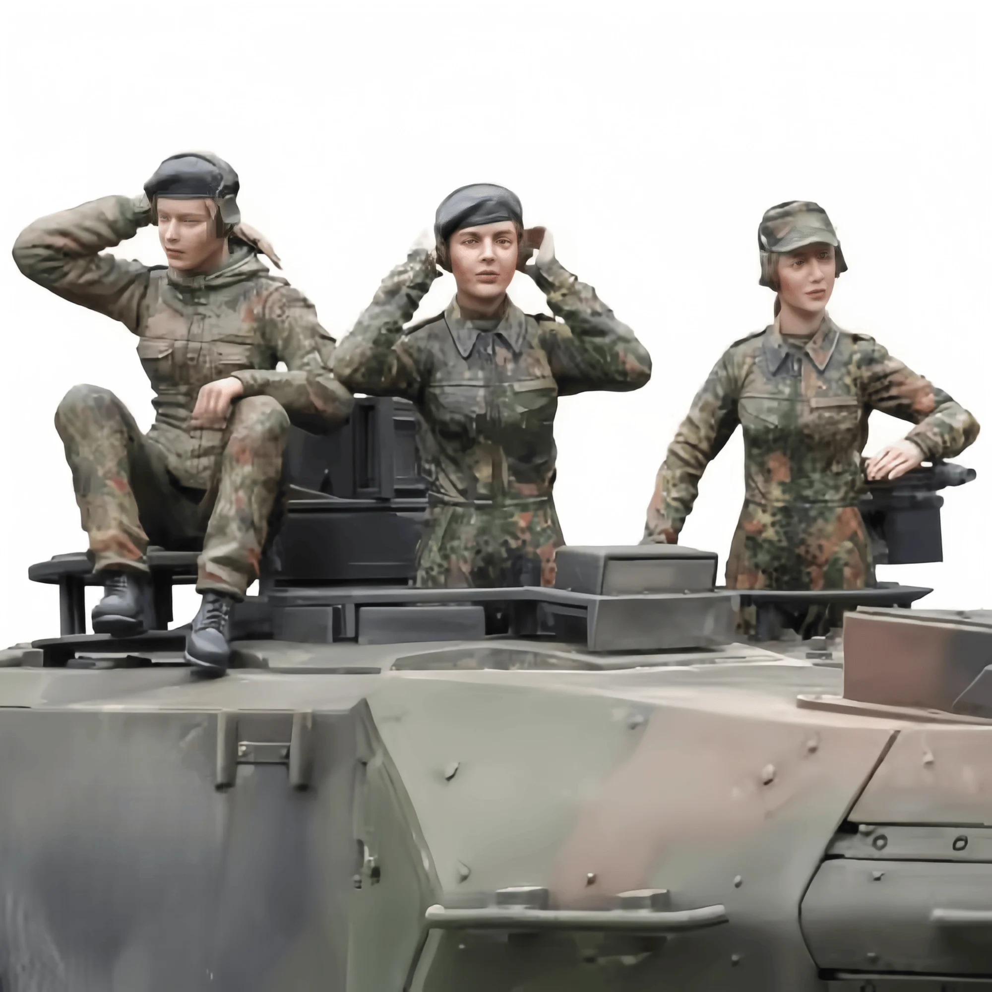 1/16 Casting Resin Model Assembly Kit, GK, Three Female Tank Crew Members, Unpainted