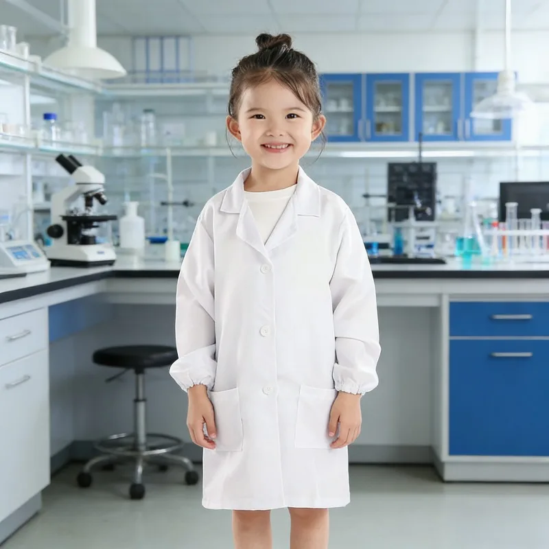 Costume de médecin et d'infirmière pour enfants, blouse de laboratoire scientifique, uniforme de travail de jeu de rôle médical blanc, tenue de jeu de simulation