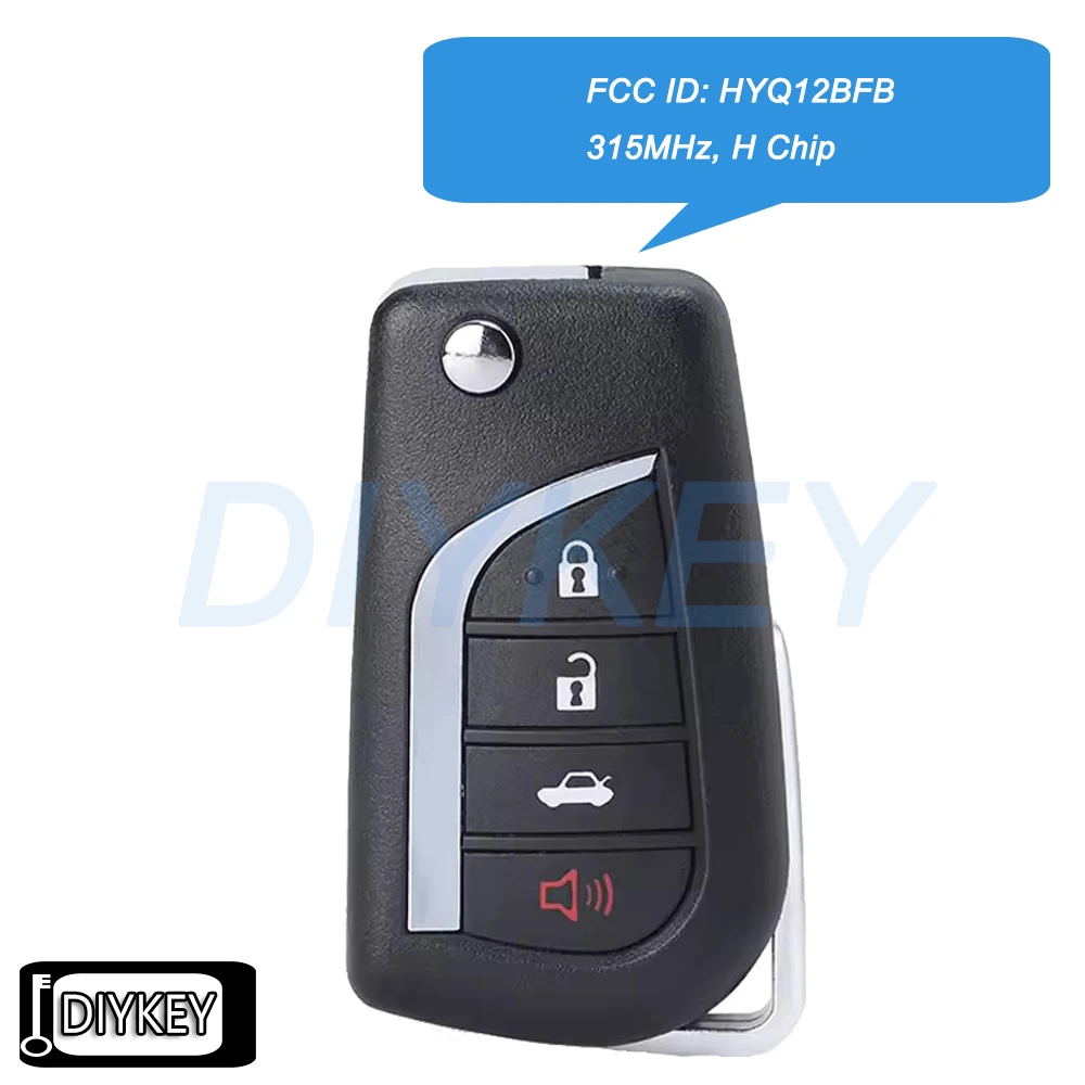

4-кнопочный откидной дистанционный автомобильный брелок с чипом H 315 МГц для Toyota Camry 2018 2019 2020 2021 2022 2023 FCC ID: HYQ12BFB P/N: 89070-06790