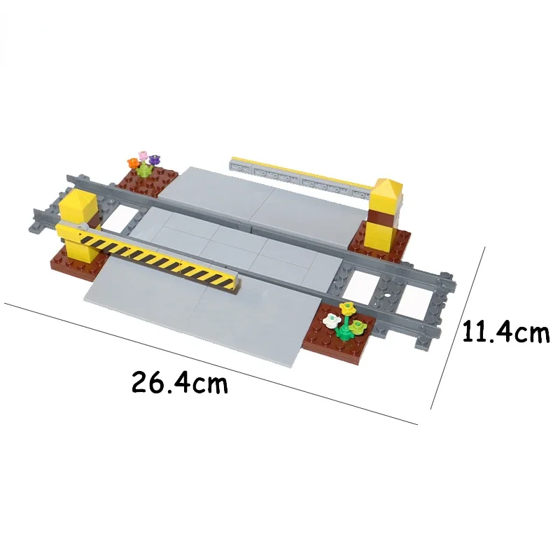 Pociąg miejski utwór scena akcesoria dźwignia blokowa pociąg przejście szyna sygnalizacja świetlna modele MOC klocki DIY cegły zabawki