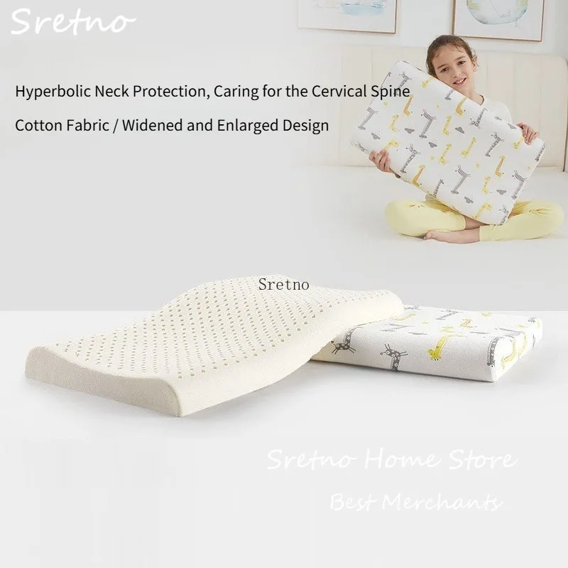

SRETNO Natural Children's Latex Pillow Cartoon Printed Shaped Pillow Baby Student Sleeping Neck Pillows Almohadas Para Dormir