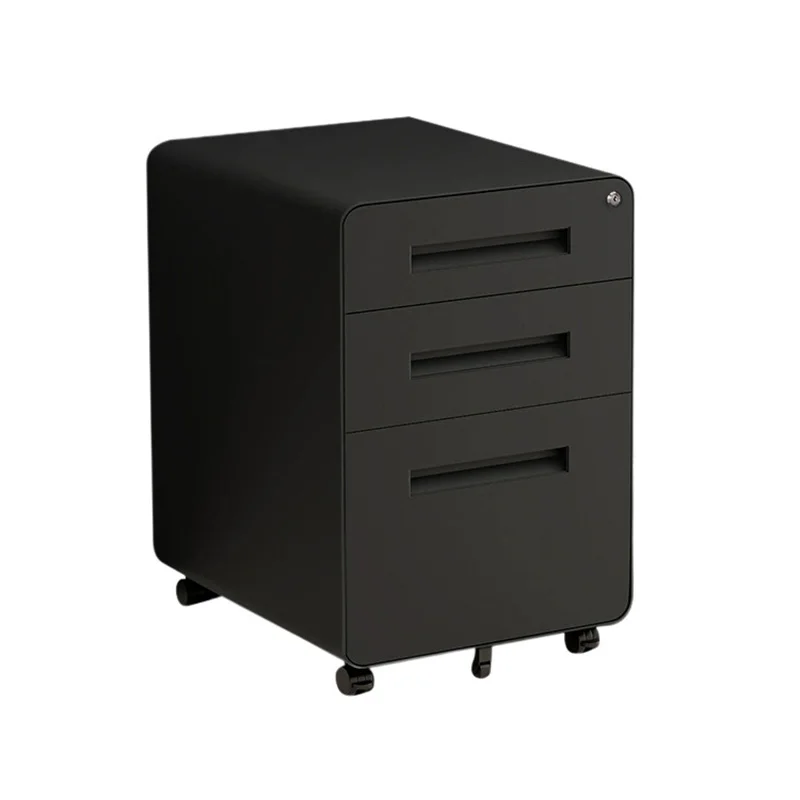 

3Drawers File Cabinet with Lock, Printer Stand, Office Filing Cabinet Organizer, for A4 and Letter Size Documents, Ink Black