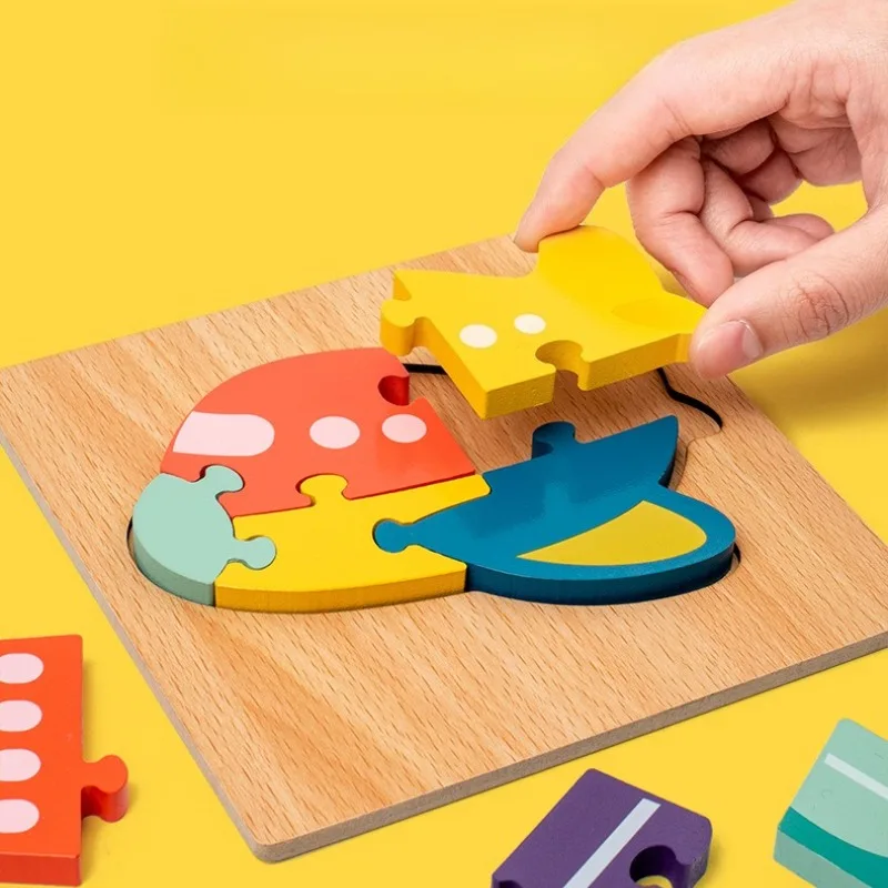 ตัวต่อไม้มอนเตสซอรี่ 3 มิติ รูปการ์ตูนสัตว์และยานพาหนะ สำหรับเด็กเล็ก เสริมสร้างพัฒนาการด้านการเรียนรู้และการจดจำ ของเล่นเสริมทักษะสำหรับเด็ก