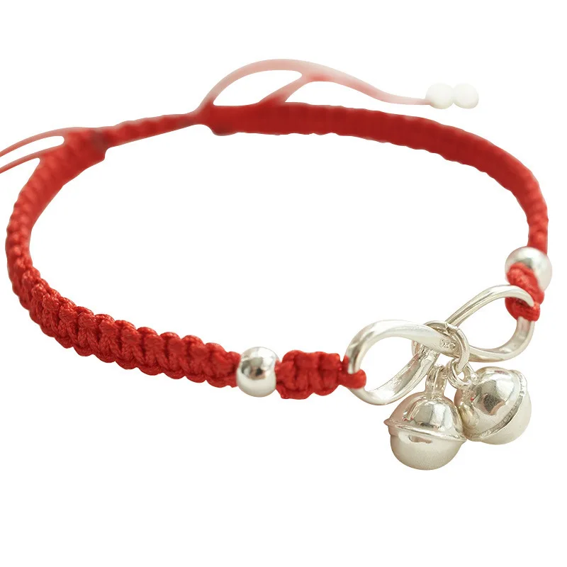 Chinese Style Handmade Braided Bell Bracelet for Women Simple Ethnic Jewelry