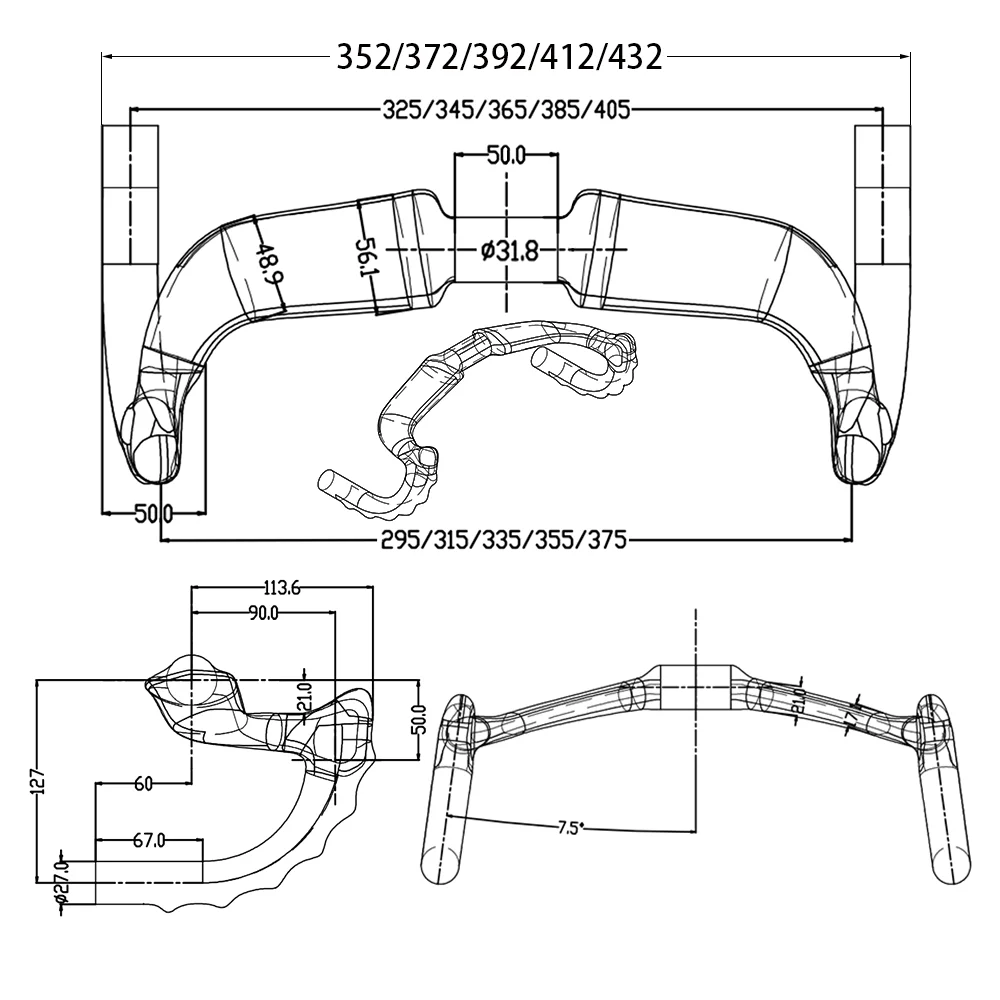 

BALUGOE Carbon Fiber Fixed Gear Bike HandleTT handlebar Track Bike Handle 31.8mm 12K Compliant with UCI Athletes