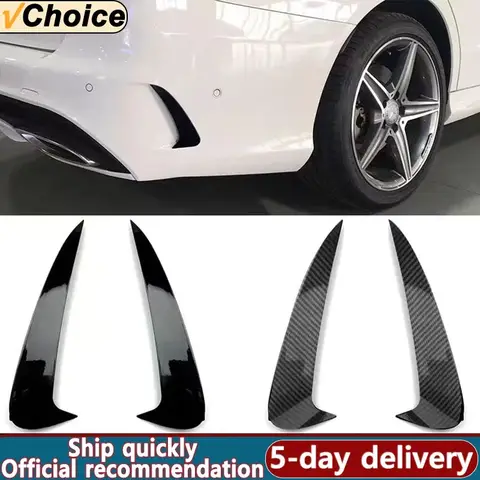 메르세데스 벤츠 C 클래스 W205 2015-2021 C200 C260 AMG05 밝은 검은 탄소 섬유 공기 배출구 테일 블레이드 용 자동차 후면 범퍼 스포일러