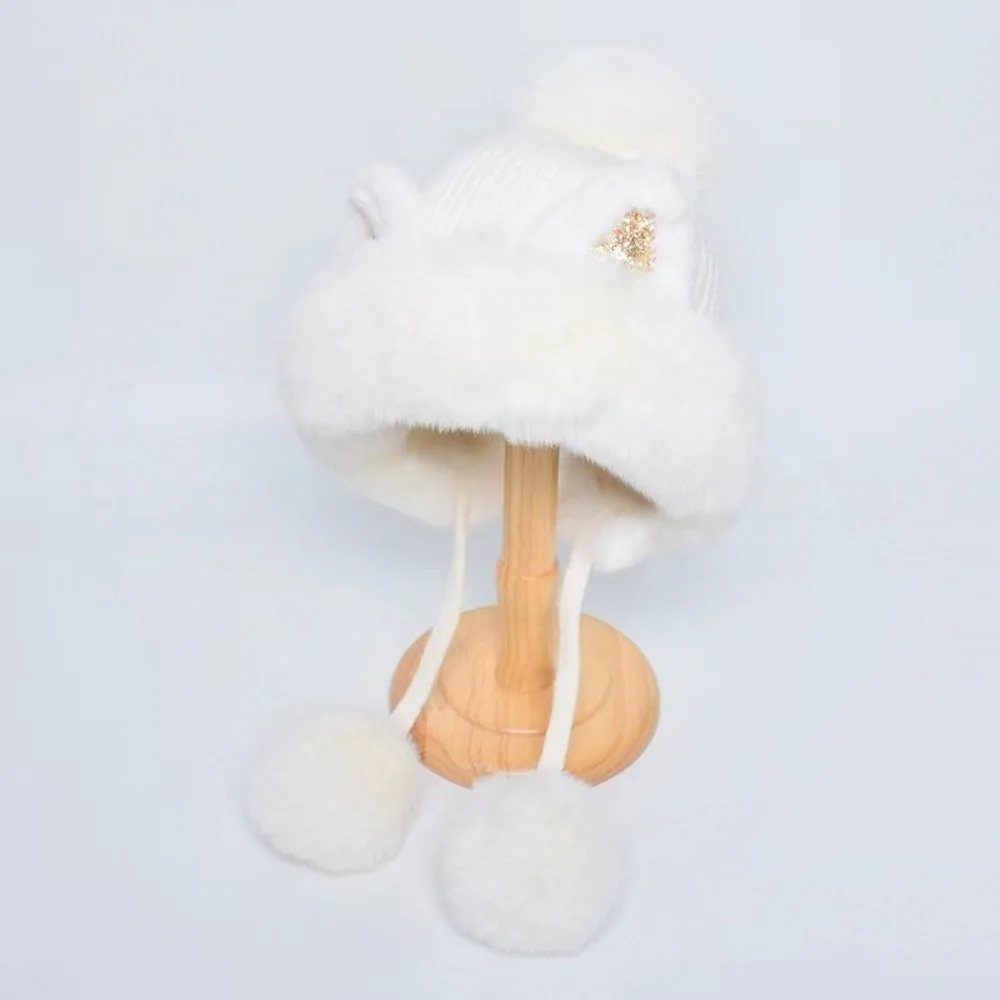 

Personality Fluffy Cat Ears Beanie Woolen All-match Ear Protection Hat Warm Cartoon Winter Hat Outdoor