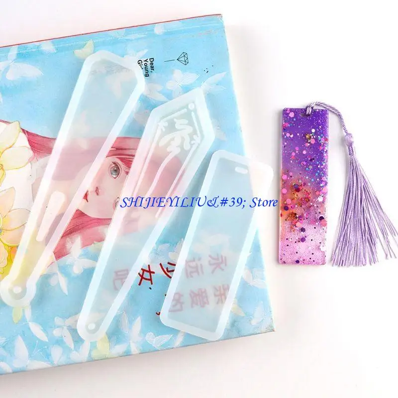 E21F لتقوم بها بنفسك قالب الإشارة المرجعية بيبا ريشة مستطيل راتنجات الايبوكسي قالب الصب للحرف اليدوية #4