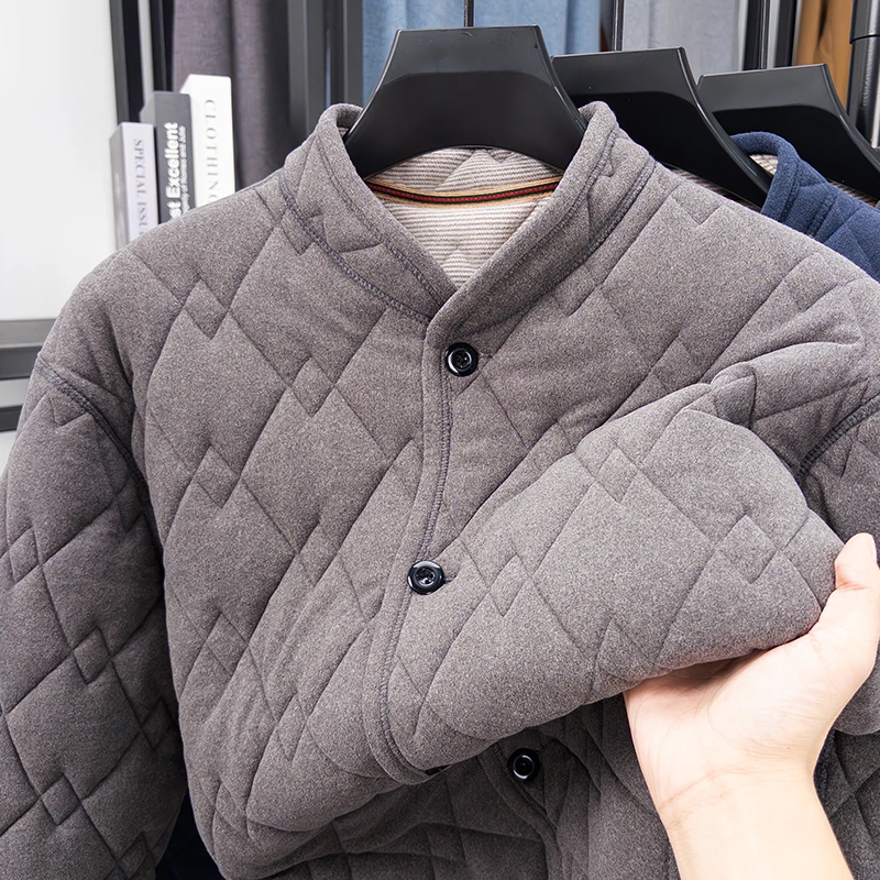 ملابس الأب للرجال لخريف وشتاء 2025 مع سترة مخملية سميكة، معطف قطني، سترة قطنية صغيرة بأكمام طويلة #4