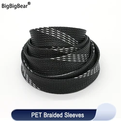 Manicotto treccia in PET da 1 ~ 50m Nero Argento 2/4/6/8/10/12/14/16/20/25mm Guaina avvolgente per cavi in pelle di serpente ad alta densità per cavi elettrici
