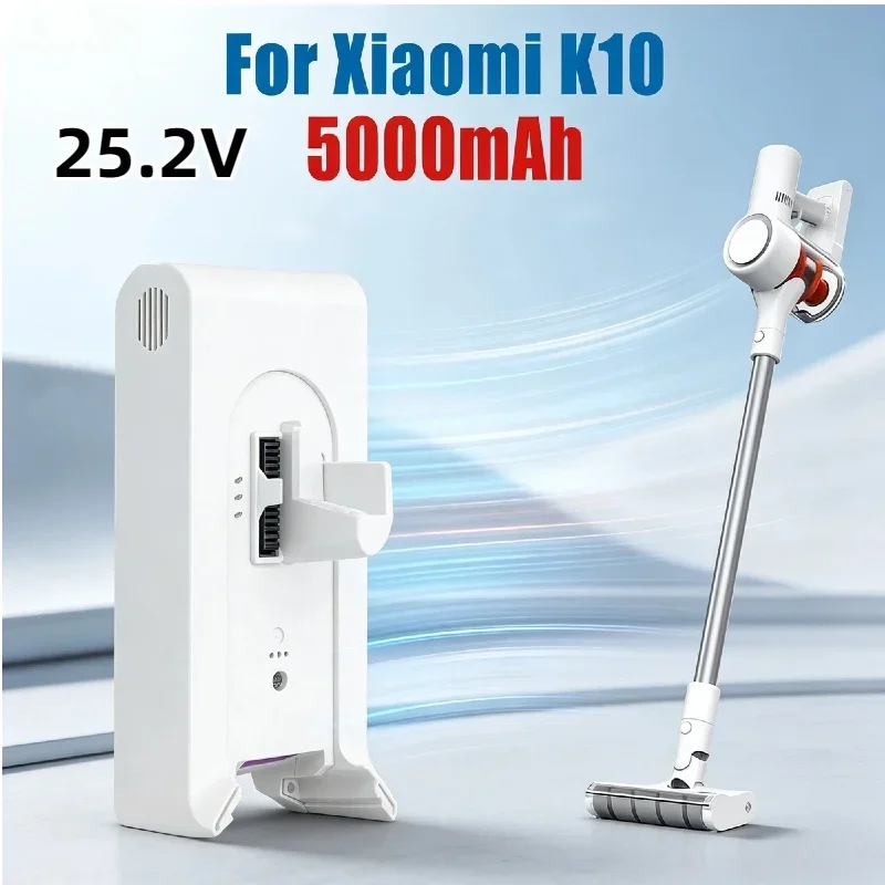 25.2V 5000mAh Long Runtime Li-ion Battery– Rechargeable Cordless Replacement for Xiaomi Mijia K10 Handheld Vacuum High Capacity