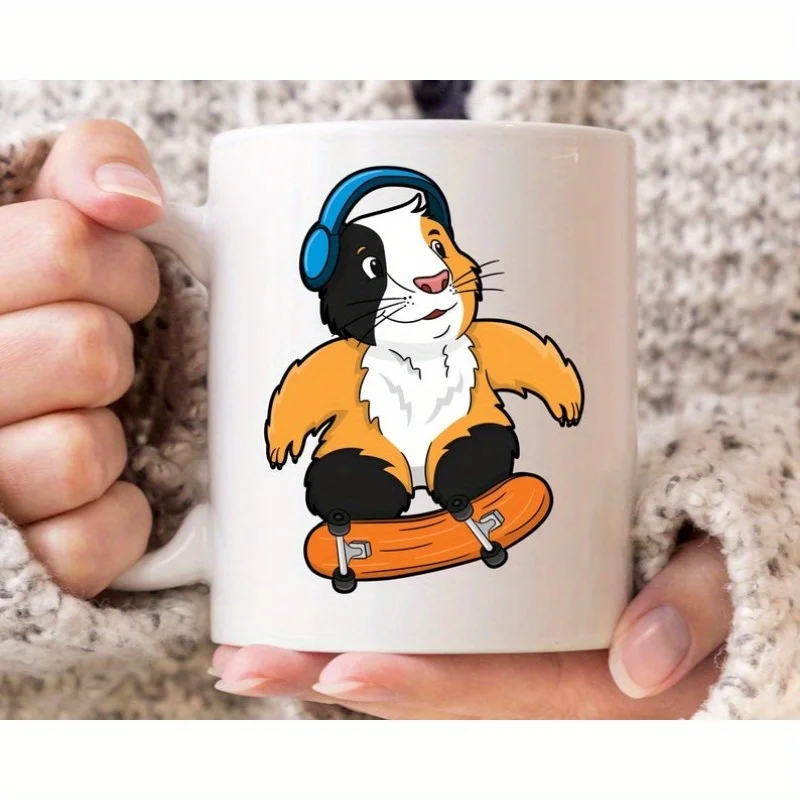 

Guinea Pig Skateboarder Mug, Cute Guinea Pig Skateboarding Coffee Cup For Men Women Skater, Funny Skateboard Gift For Guinea