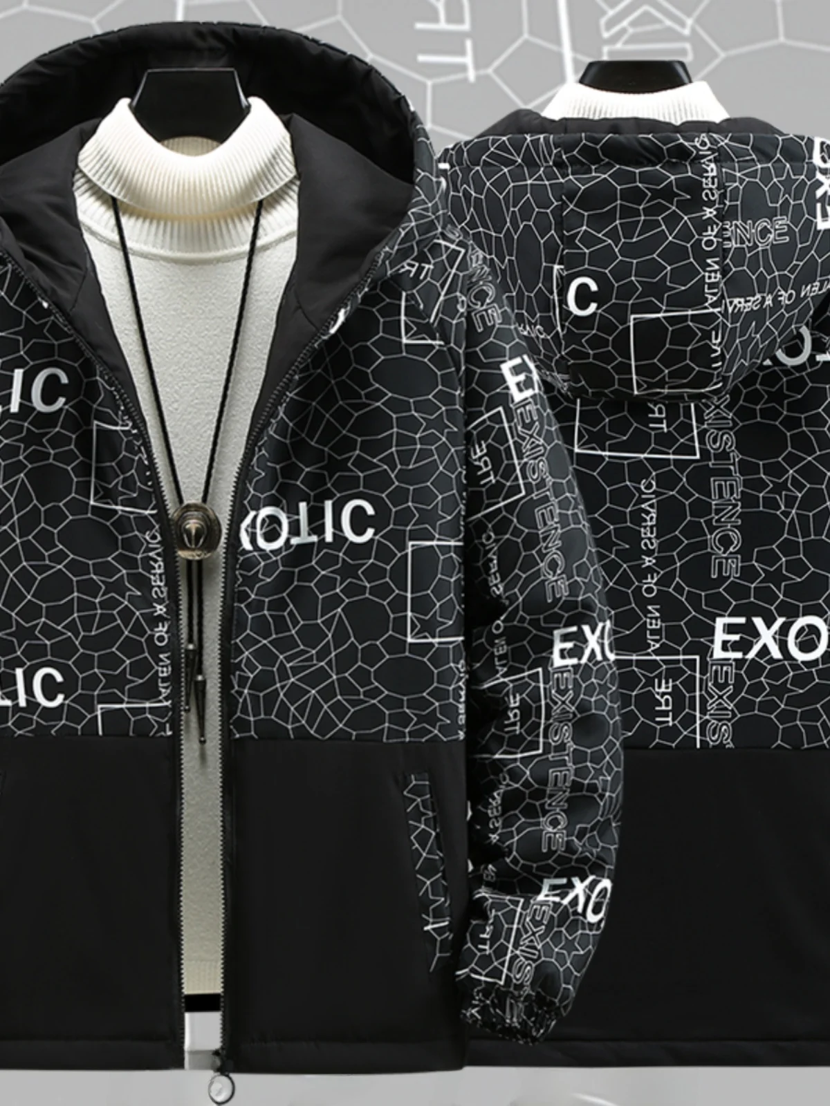 

Men's Lightweight Loose Fit Cotton Jaet Hooded Faionable Brand New Sle Autumn Winter Polyester Fiber Fill Warmth