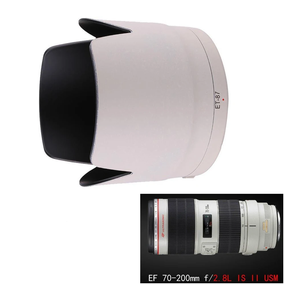 

ET-87 camera lens hood for Canon EF 70‑200mm F2.8 USM IS II Lens snap-on bracket Can be installed in reverse