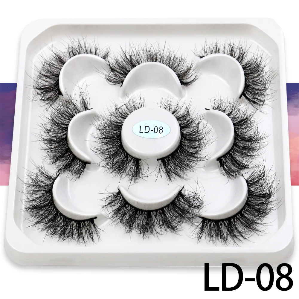 Korea 5 Paare 25mm Nerz Wimpern einzelne natürliche flauschige falsche Wimpern dichte Verlängerung Nerz Wimpern Großhandel Make-up Toole – Detail 24
