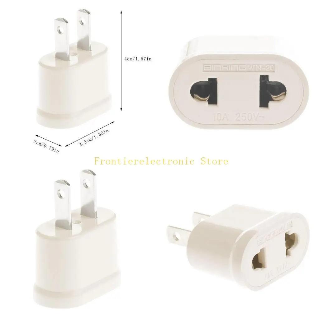 

G8DB EU Plug Adapter to US Electrical Socket Power Adapter Copper 2 Round Pin